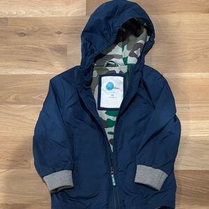 Mini Boden Blue/ Rain Jacket with Camo Interior